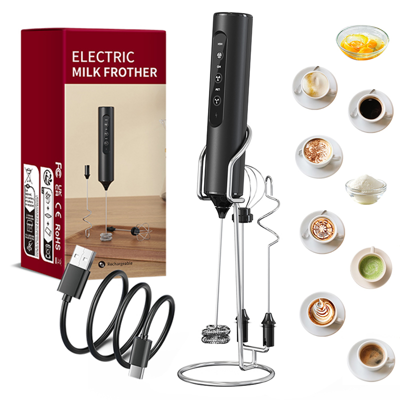 Electric Milk Frother Handheld - 3-in-1 elektrische handmelkopschuimer 3 instelbare snelheden