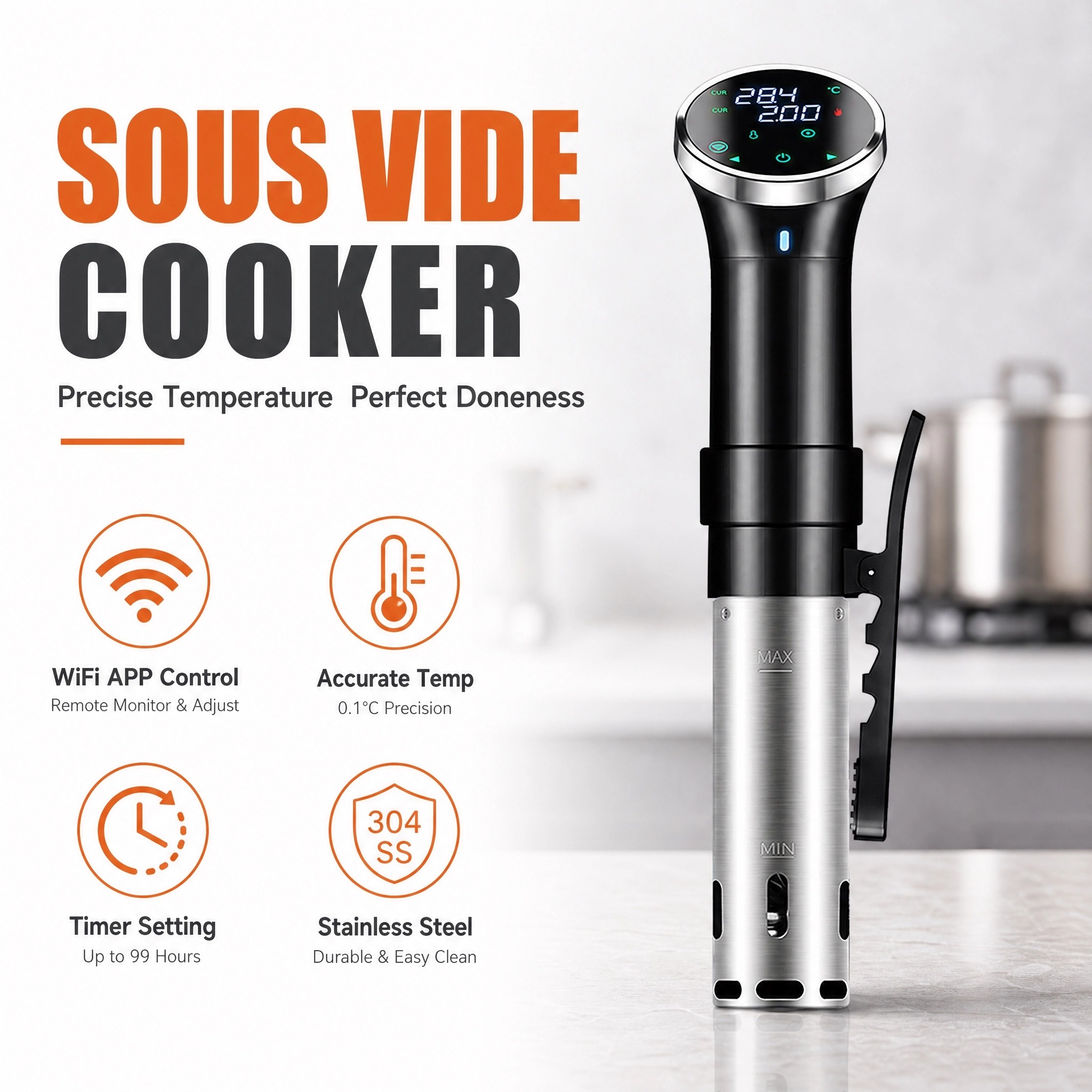 Digital Sous Vide Precision Cooker - Sous Vide Cooker WiFi Digitale Precisiekoker,
