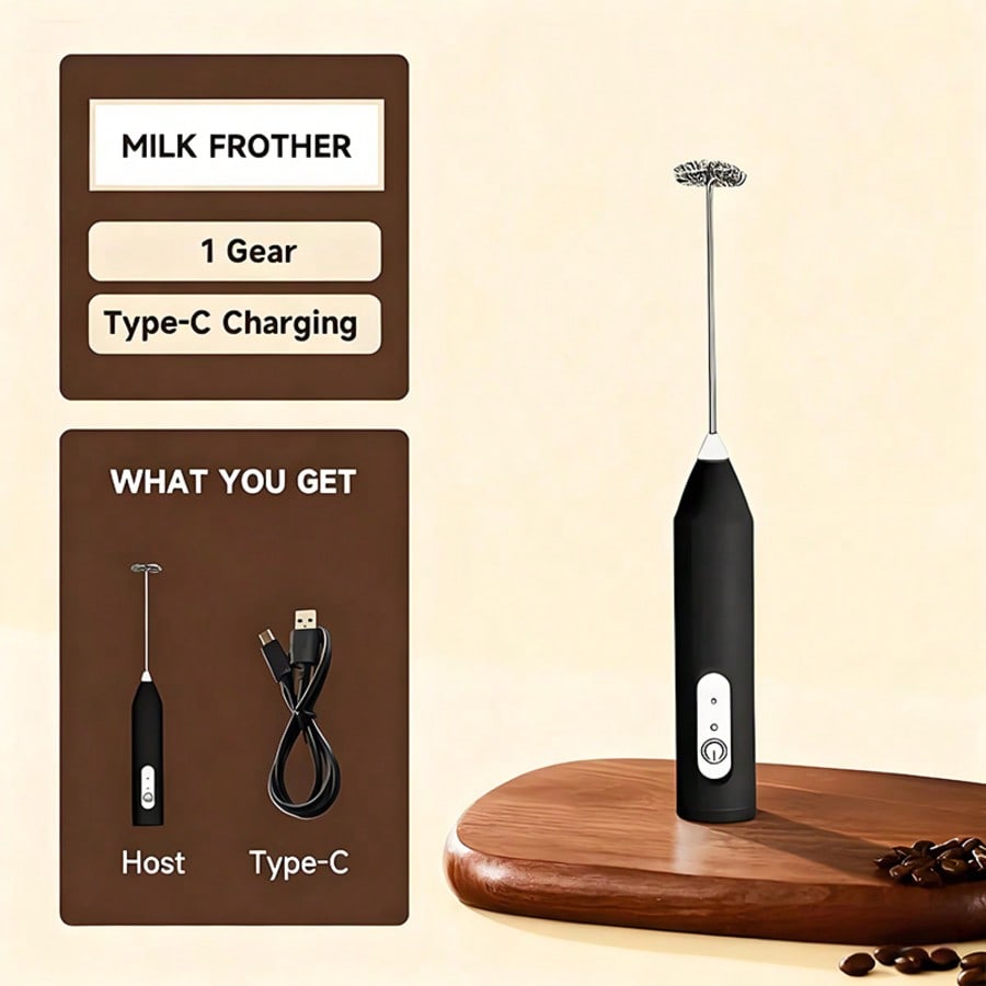 Electric Milk Frother Handheld - 1-pack draagbare elektrische mixer, eierklopper, melkopschuimer,