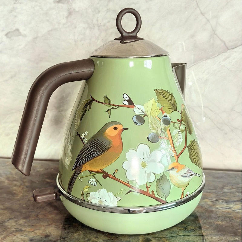 Electric Kettle Temperature Control - 1.7L Retro Roze Bloemmotief Elektrische Waterkoker
